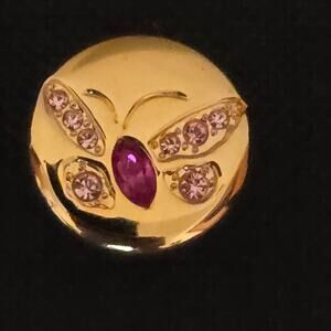 Swarovski SCS Pink Crystal Butterfly Lapel Tac Pin Gold Tone NEW In Bag